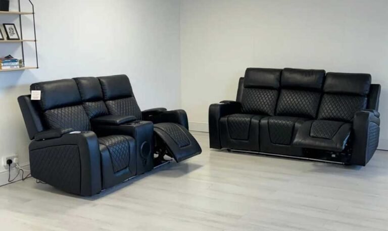 Florida 3 Seater Electric Recliner Sofa Black Aire Leather