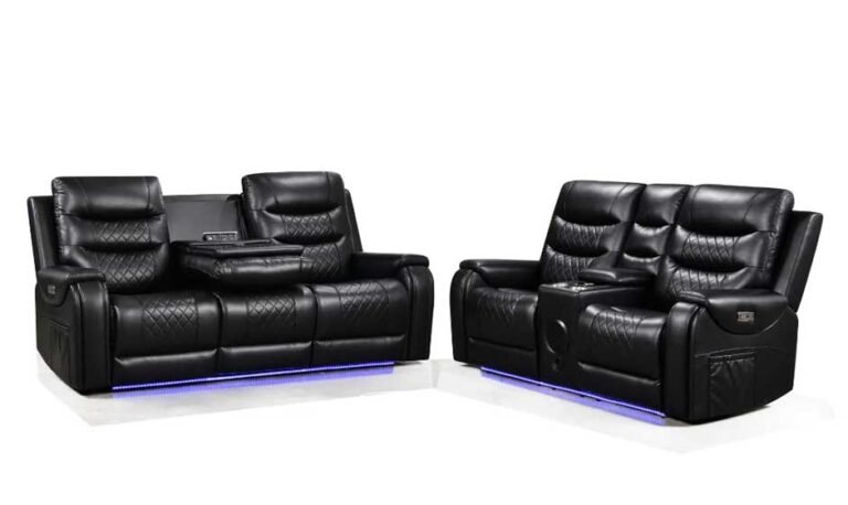 Forbes three and 2 Seater Electric Recliner Sofa Set in Black Aire Leather The Ultimate Blend of Comfort and Style